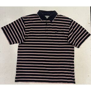 Cutter & Buck CB Golf Polo Shirt Corona Men's L Dry Tech‎ Striped Blue Orange